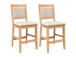 Maison Exclusive - Taburetes De Bar Con Cojines, 2 Unidades, Madera Maciza Natural, Caucho