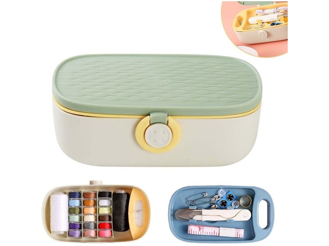 Kit De Costura Portátil Para Adultos, Caja De Costura De Plástico Con Agujas, Hilos Y Accesorios Necesarios.