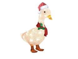 Pato de metal con luz navideña y bufanda para decoración