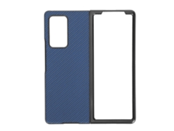 Capa De Couro Com Textura De Fibra De Carbono Para Samsung Galaxy Z Fold 2 Anti-queda Azul