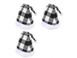 Decoración de sombrero navideño de 3 piezas - Cuadrícula en blanco y negro AURUM