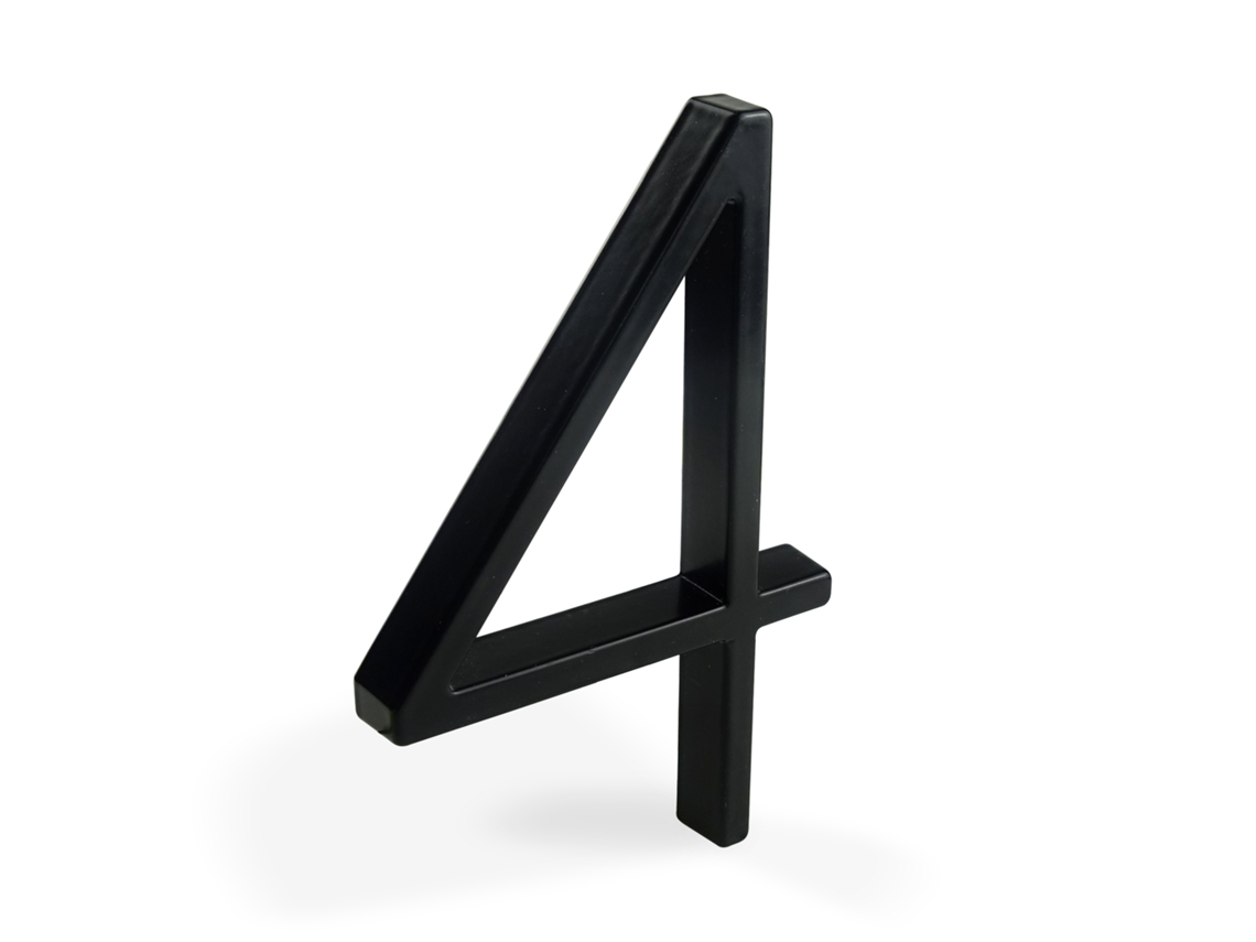 Letrero flotante HASWARE con número de casa: letrero moderno para puerta de 5 pulgadas - Números de dirección de la calle (4, negro)