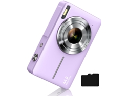 Cámara digital HD FHD 1080p, cámara digital compacta con zoom de 16x y vibración de imagen púrpura Siurn