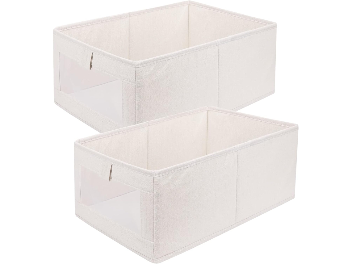 2 Cajas Organizadoras 40x27x17 Cm Con Ventana Transparente, Para Armario