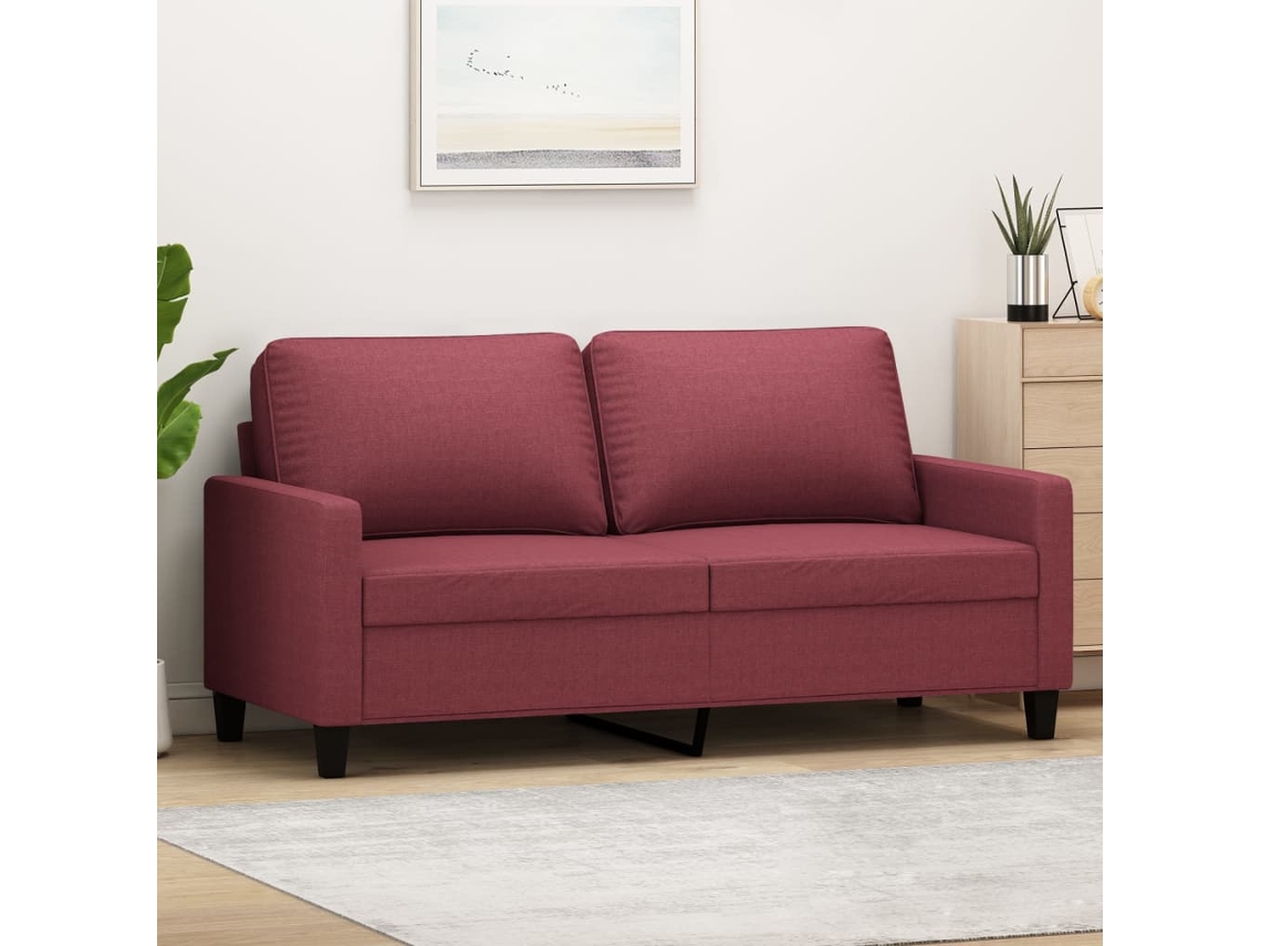 Sofá De 2 Plazas | Sofá De Salón | Sofá De Descanso De Tela Rojo Tinto 140 Cm Wsd732466