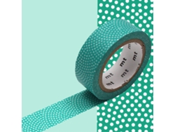 Cinta adhesiva decorativa con puntos Samekomon - Verde - 1,5 cmx7 m