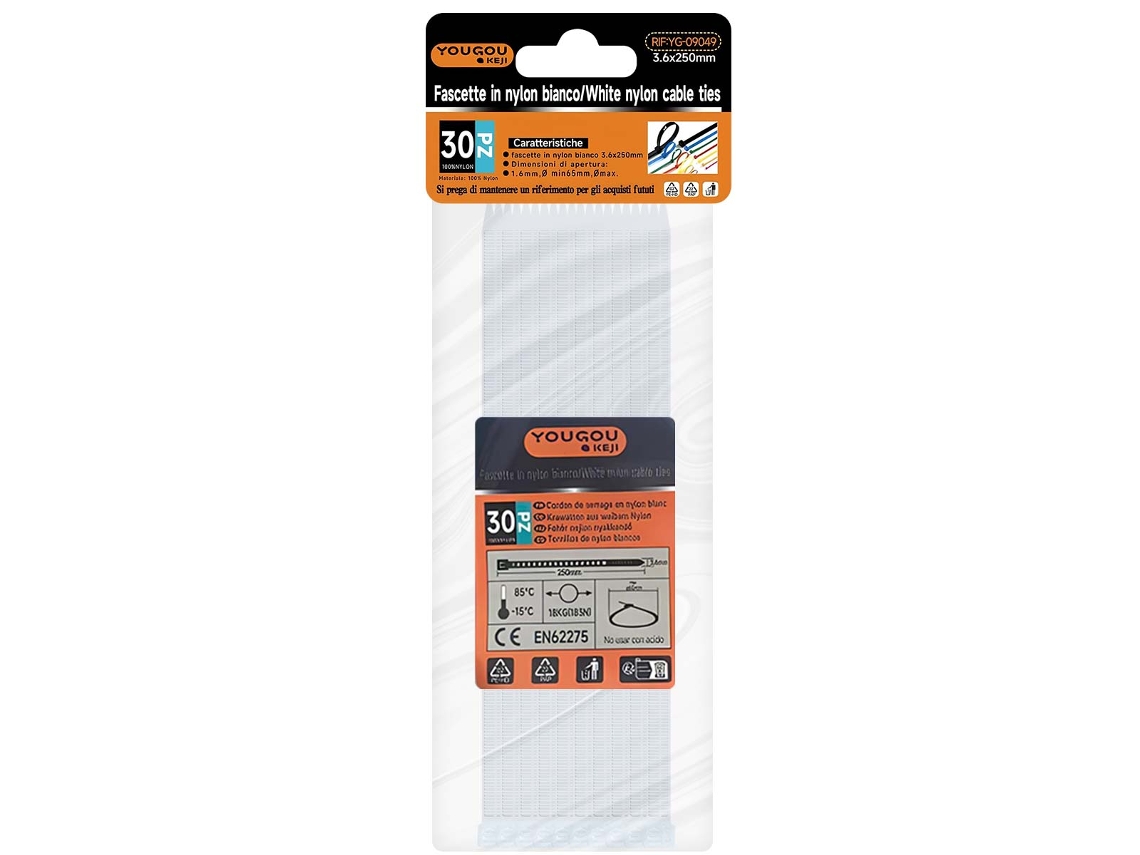 Bridas Autoblocantes De 3,6 × 250 Mm, 30 Piezas De Nailon