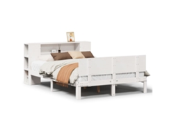 Cama VIDAXL con estante de madera de pino blanco (120x190 cm)