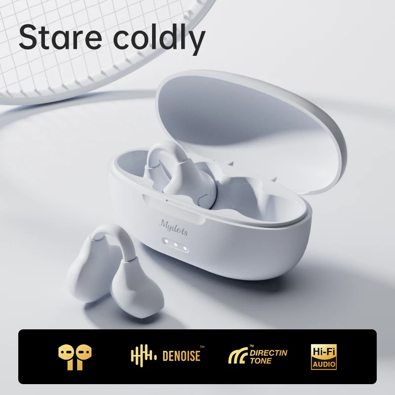 Auriculares inalámbricos Bluetooth (blancos), compatibles con Bluetooth 5.3, con micrófono, tipo clip.