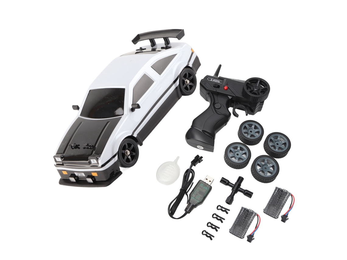 Coche Teledirigido 4x4 A Escala 1:16 Con Luces Led, Batería De 500 Mah, 2,4 Ghz, Blanco Y Negro, Para Niños A Partir De 6 Años.