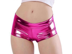 Shorts Metallicos Para Mujer Bajos De Cintura Brillantes Para Festivales De Danza Y Disfraces Rojo Rosa Rosa Roja Xxl