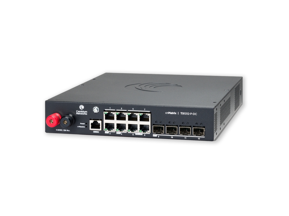 Switch CAMBIUM NETWORKS Cnmatrix Tx1012-P-Dc Administrado L2/L3 Gigabit Ethernet 10/100/1000 Alimentación a través de Ethernet Poe Negro