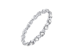Pulseira De Cobre, Bracelete Magnética Terapêutica Em Formato De Coração, Ajustável (diamante Branco-prateado) Spqment