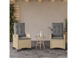 Sillas de jardín reclinables de 2 piezas DKD Home Decor con cojines beige combinados