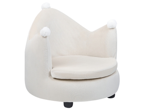 Sillón para niños con corona en crema de terciopelo Beliani Vega