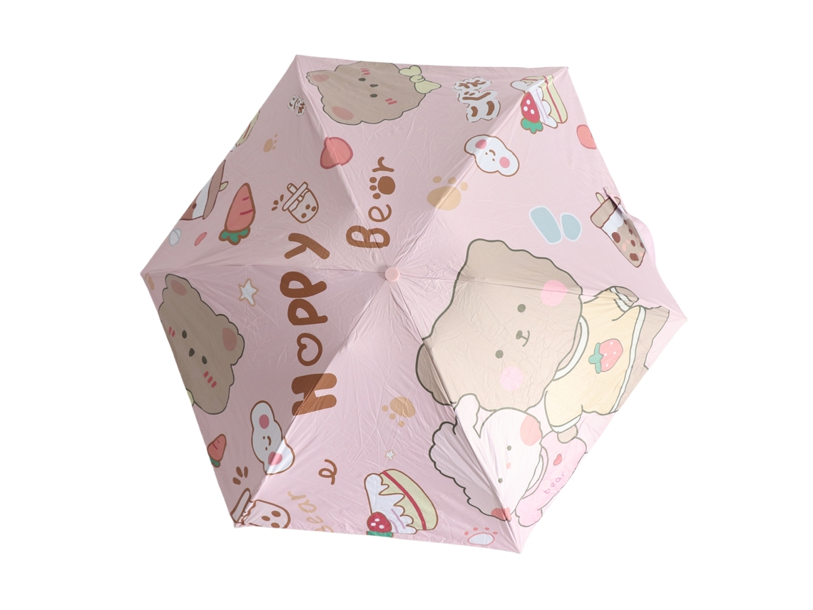 Protector UV plegable de Paraguas con estampado de dibujos animados, impermeable, compacto y portátil para viajes.