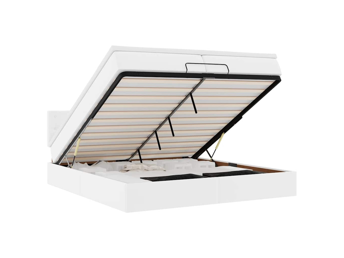 Maison Exclusive - Estructura Cama Otomana Colchones Cuero Sintético Blanco