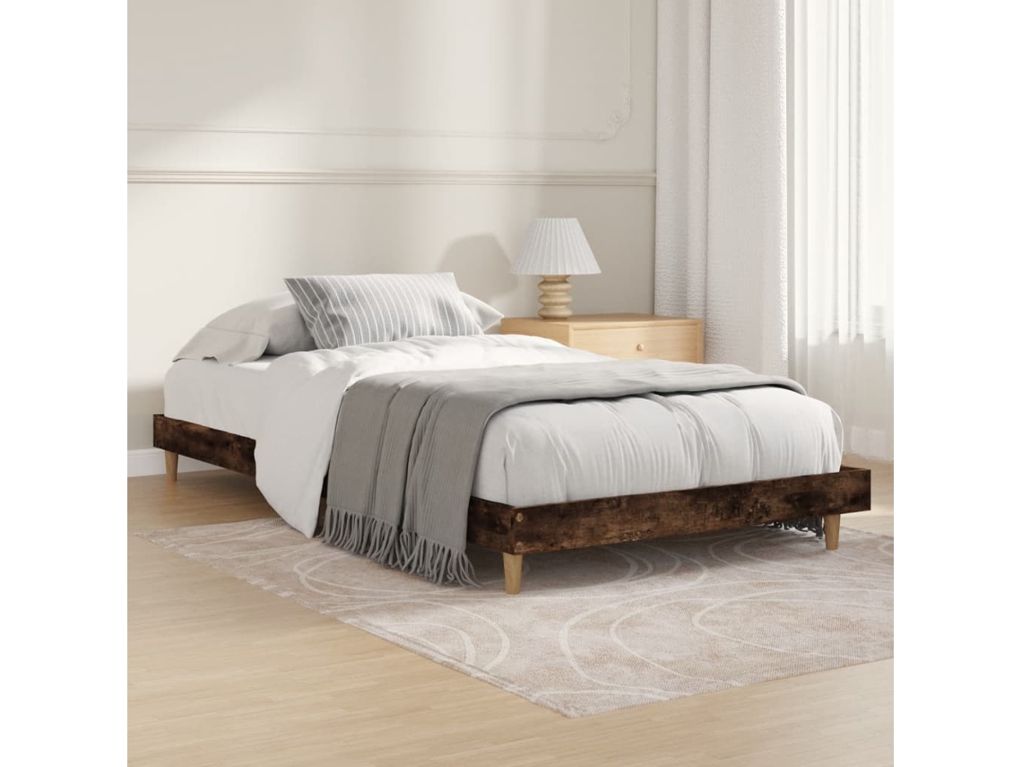 Estructura De Cama Sin Colchón Madera Roble Ahumado 100x200 Cm