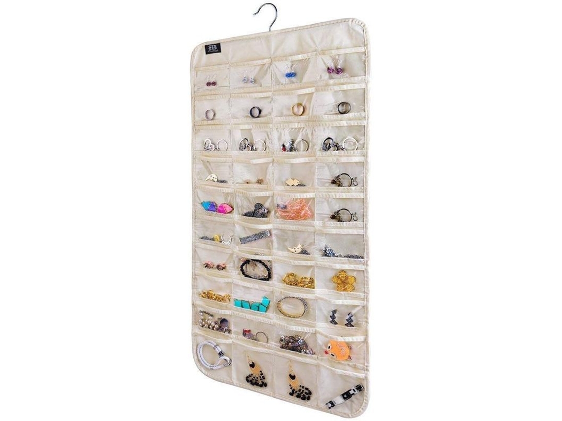 Organizador De Joyas Colgante, Apto Para 2025, 80 Bolsillos Para Guardar Joyas (beige)