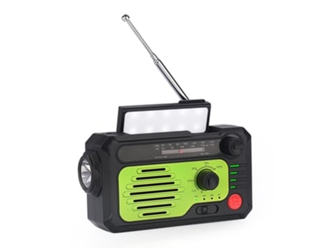 Radio de emergencia solar con manivela y linterna multifunción con Bluetooth, verde Panoona