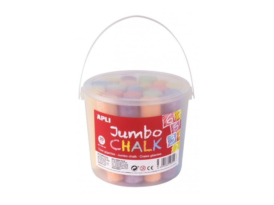 APLI Tizas Jumbo Colores Surtidos (Cubo de 20 ud.)
