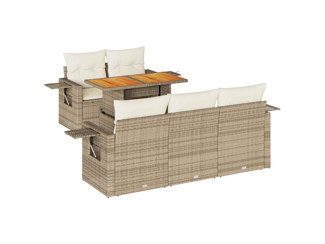 Conjunto 6 de sofás jardín con cojines VIDAXL ratán sintético beige