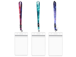 Cordón para teléfono móvil con diseño de mariposa estrella, funda transparente de PVC para tarjetas, 3 combinaciones.
