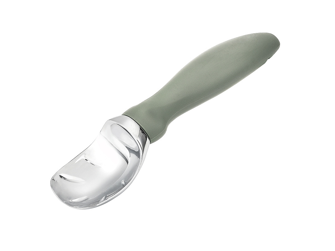 Colher De Sorvete De Cor Cinza-esverdeada, De Aço Inoxidável, Com Design Antideslizante, Ideal Para Sorvetes E Sobremesas.