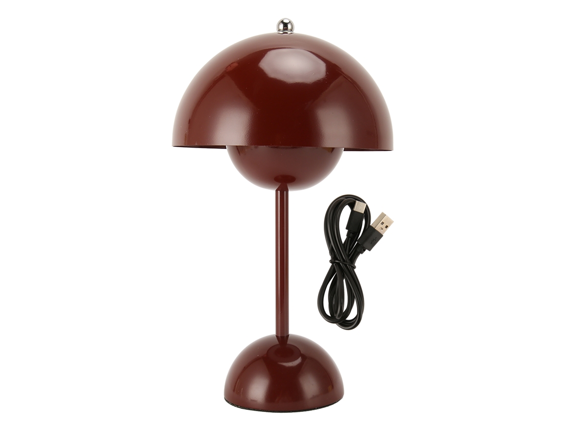 2026-lámpara De Mesa Champiñón 1800mah Led 3 Modos De Luz Usb-c Regulable Por Toque Pequeña Lámpara De Noche Para Dormitorio Oficina Rojo Vino