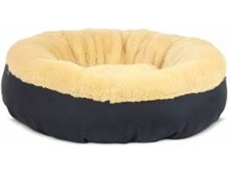 Cama Redonda para Perros y Gatos GAUTY Tela Impermeable y pelo (Beige y Gris - 57 cm)