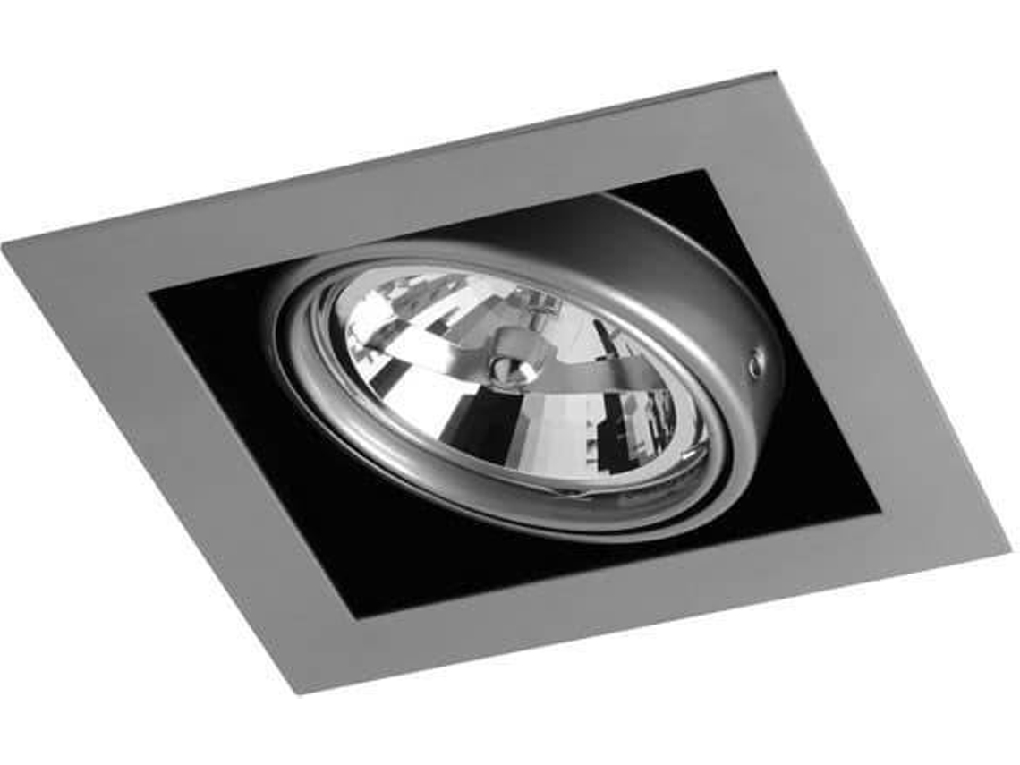 Lámpara de Techo Empotrado CRISTALRECORD Kardan (Gris - QR111 - 100 W - Chapa Acero - 210x210x105 mm)