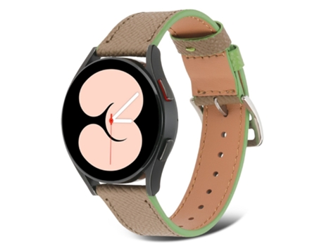 Correa de piel auténtica color de empalme 22mm para Huawei GT 3 46mm/GT 3 Pro 46mm/Samsung Watch3 45mm - caqui