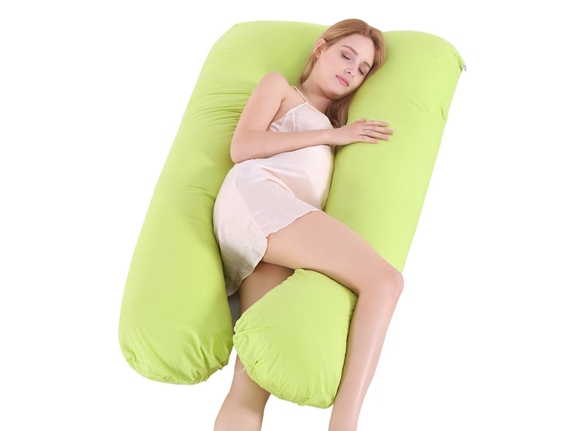 Almohada De Embarazo Multifuncional Para Dormir Durante El Embarazo Adecuada Para Abdomen Y Cintura 140 X 80 Cm (verde Algodón) Cuich