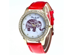 Reloj De Pulsera De Cuarzo Con Dial Redondo Y Correa De Pu Moda (rojo)
