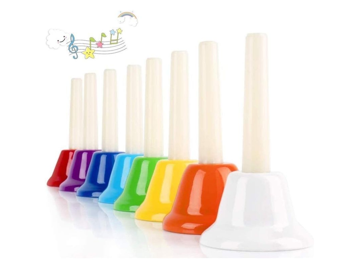 Campanas De Mano Musicales Con 8 Notas Para Niños Y Adultos - Escuela, Iglesia, Aula, Boda - Juguete Educativo