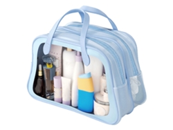 Neceser Extragrande Para Cosméticos Húmedos Y Secos, Organizador De Viaje Portátil De Pvc - Azul