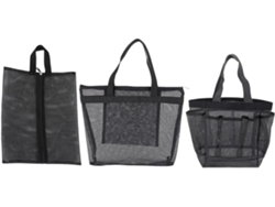 Neceser De Viaje De Malla De 3 Piezas, Neceser Portátil Para Cosméticos, Ideal Para La Playa, El Camping Y Los Deportes.