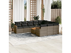 Conjunto de sofás de jardín de 11 piezas DKD Home Decor con cojines de mimbre gris