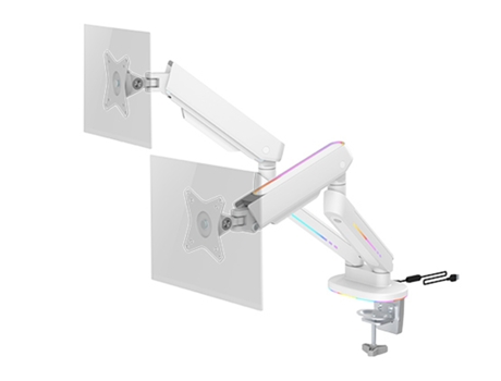 Soporte de Escritorio con RGB para 2 Monitores DELTACO GAMING Gam-135-W Blanco