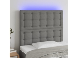 Cabecero con luces LED tela gris oscuro 100x5x118/128 cm