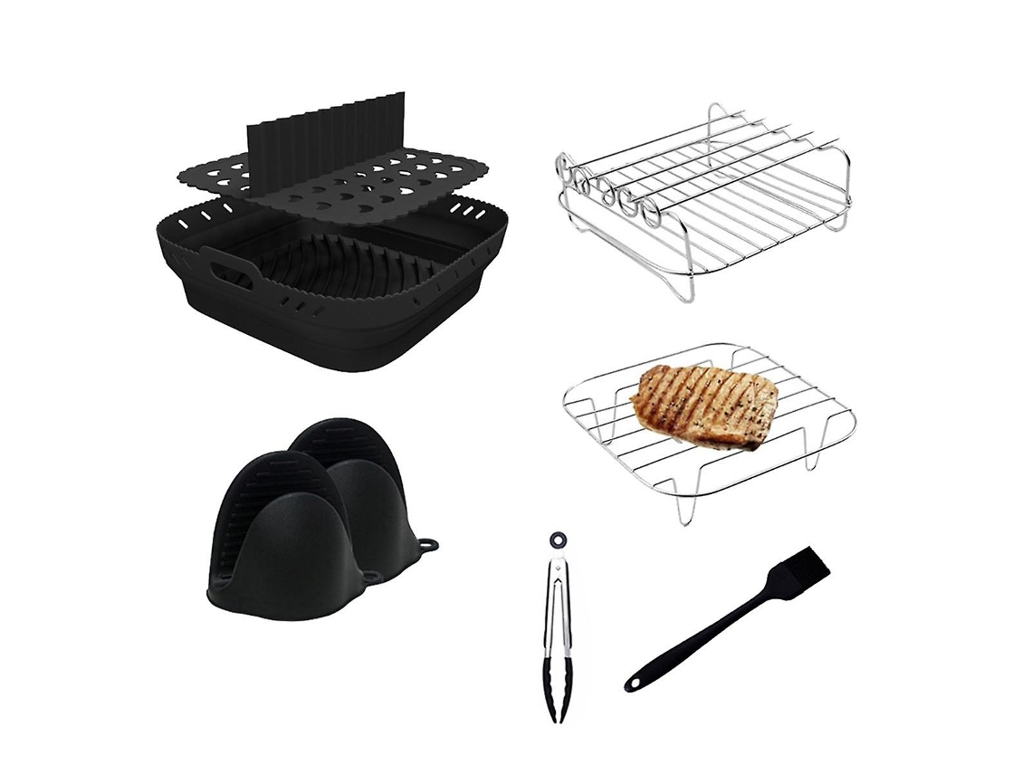 Juego de moldes para freidora sin aceite Accesorios para parrilla de freidora sin aceite Negro GERTIZ