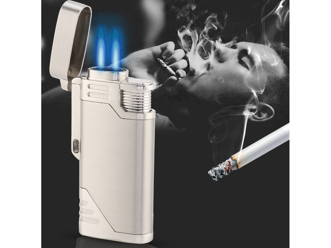 Encendedor automático seguro, moderno y ligero sin gas, color plateado