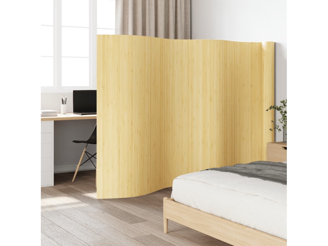 Biombo de bambú de 165 x 800 cm, color natural claro, WSD296930 Adorable Home