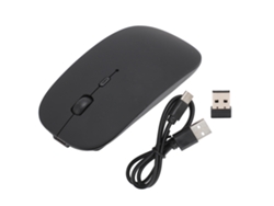 Ratón inalámbrico 2.4G con Bluetooth, modo dual, 3 DPI, silencioso, ergonómico, recargable, negro.