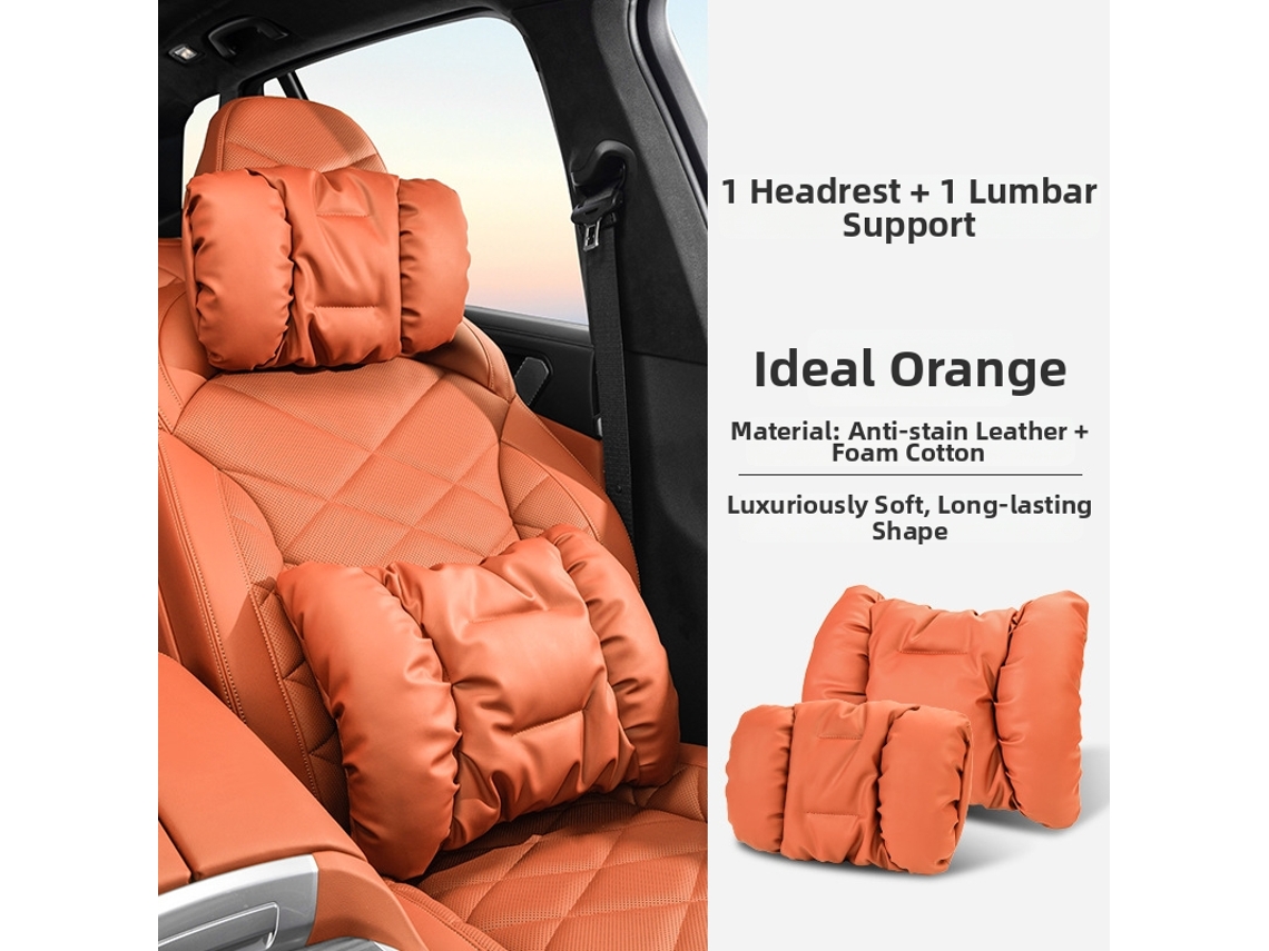 Juego De Almohadas De Soporte Cervical Y Lumbar Henten Home. Material De Piel Resistente A Las Manchas, Soporte Suave Y Flexible. Naranja