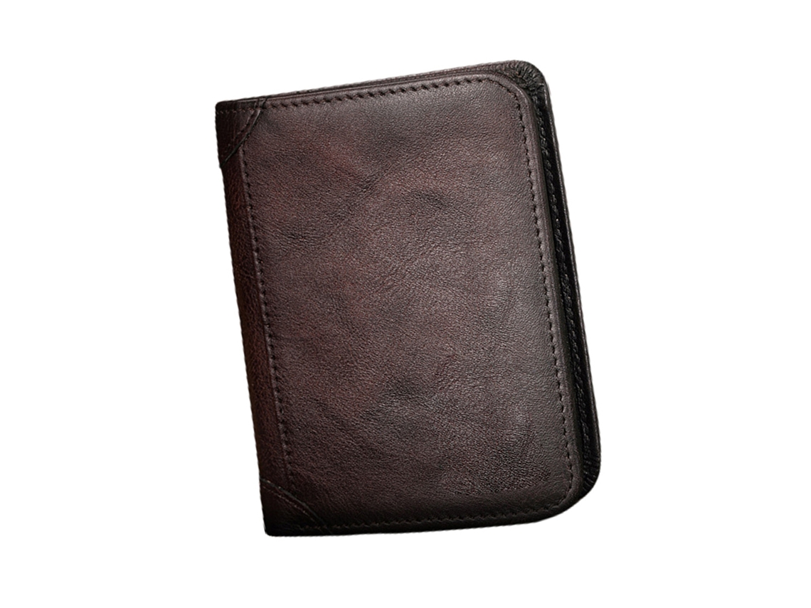 Cartera plegable de piel auténtica para hombre Kklv-Cartera con bloqueo RFID, gran capacidad, tarjetero de estilo vintage.