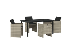 Conjunto de comedor de jardín VidaXL de 5 piezas con cojines de ratán gris claro