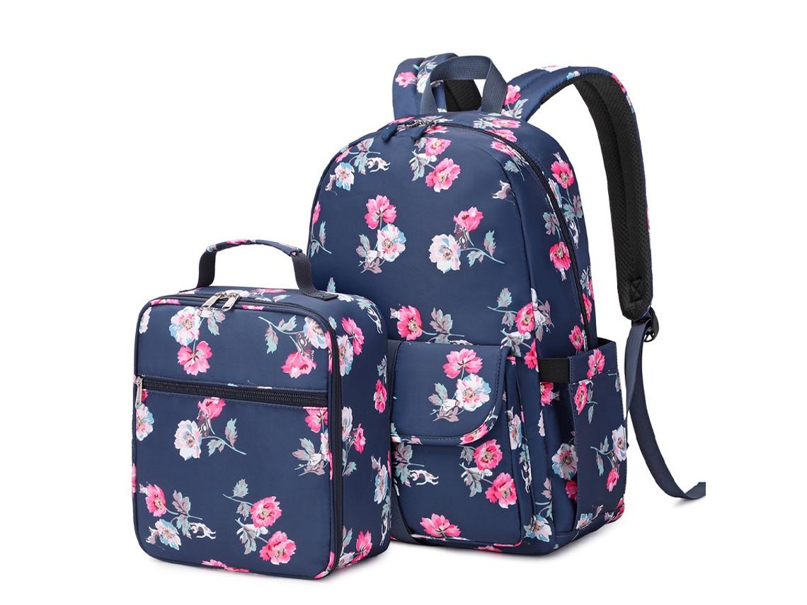 Mochila cortavientos, mochila escolar, estudiante, conjunto de dos piezas, estampada, impermeable, azul
