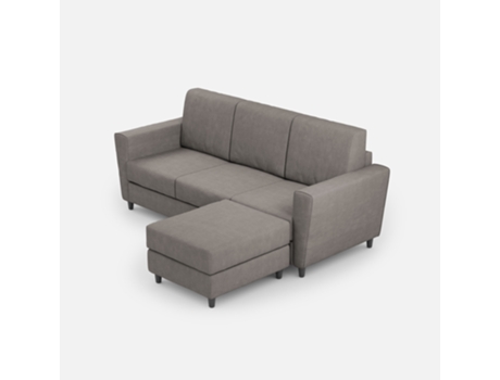 Sofá de 3 plazas (tres plazas de 60 cm) pouf dimensiones L.212 P.155 color gris ITYHOME