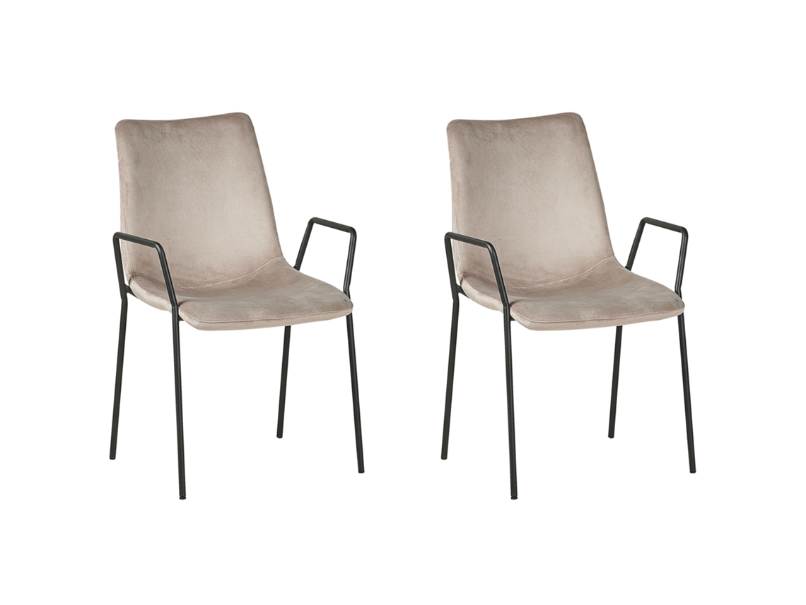Cadeiras estofadas para a sala de jantar BELIANI Jefferson de Veludo Creme 57x60x87